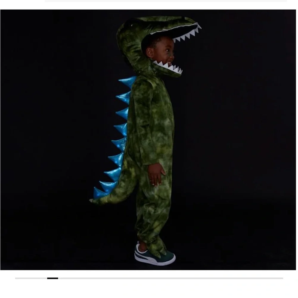 Pottery Barn Kids Green Dinosaur Costume with Blue Spikes